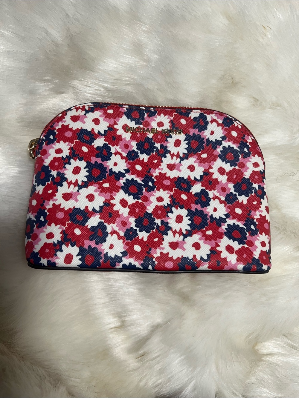 Michael Kors Navy, Red & White Floral Cosmetic Pouch